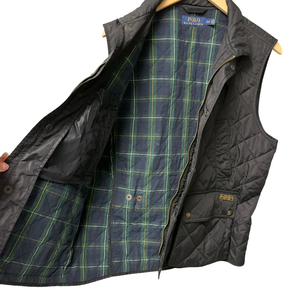 Polo‎ Ralph Lauren Quilted Vest Mens M Black Casual Hunting Gorpcore Prep Luxury